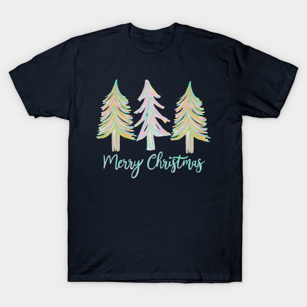 Pastel doodle Christmas trees, Merry Christmas trees T-Shirt by Karley’s Custom Creations